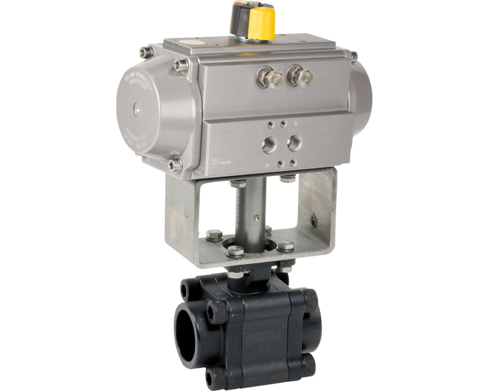 3 piece carbon steel ball valve 702 XS-P + RE/RES pneumatic actuator